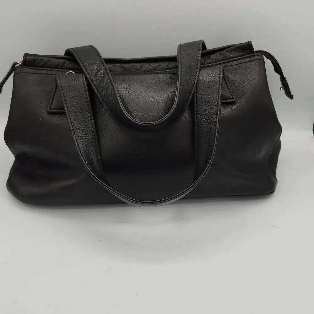 Relativity black leather satchel bag